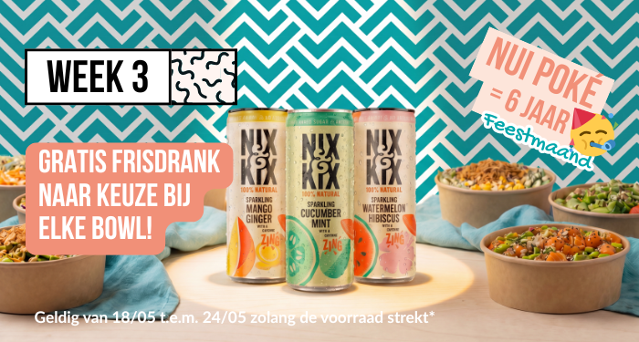 Feestmaand week 3 (v2) bij Nui Poke. Bekijk alle wekelijkse acties.